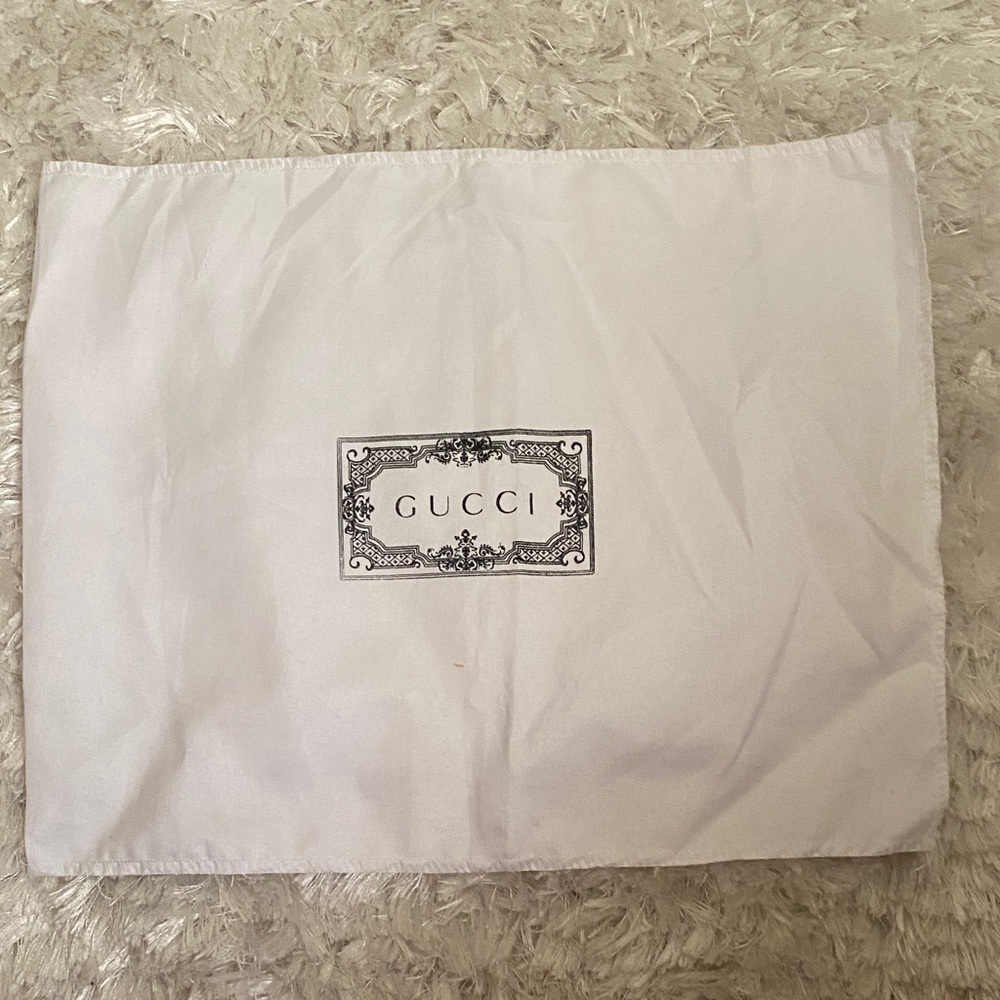 Gucci Ivory Fabric Bag with Black Logo 11*13.5”